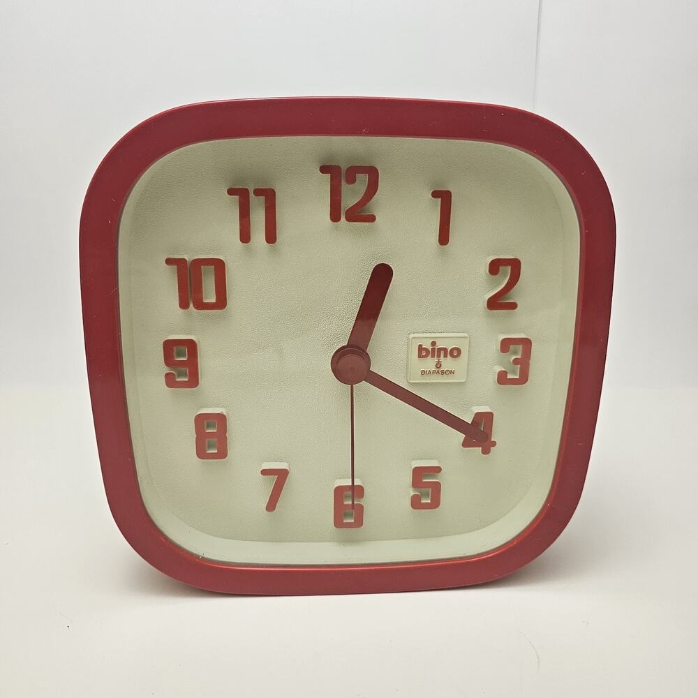 Bino Italian Imported Square Wall Clock Red And White